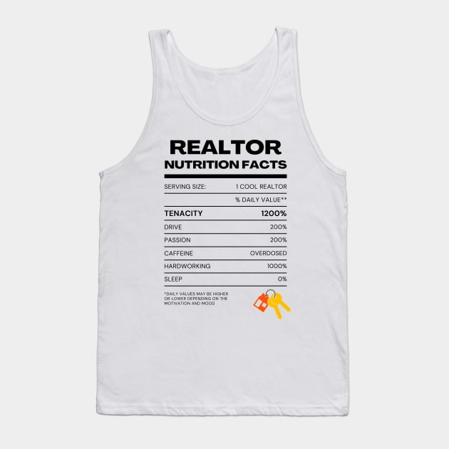 Realtor Nutrition facts Tank Top by Deisgns by A B Clark 